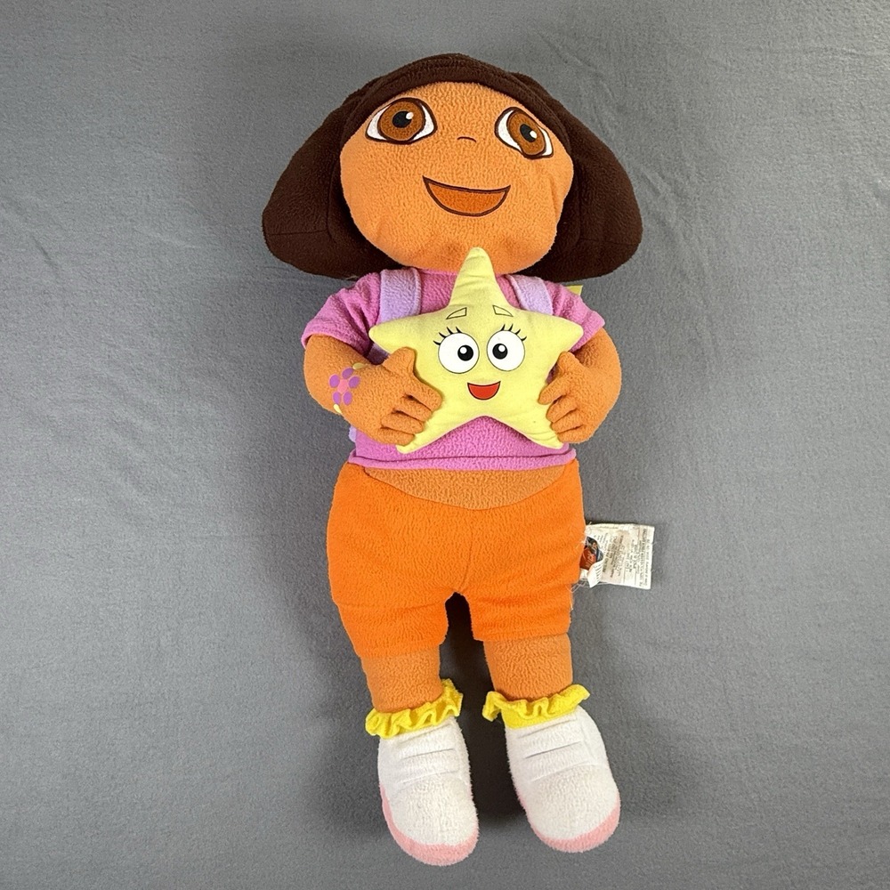 Vtg 2002 Viacom Nick Jr 26" DORA THE‎ EXPLORER PLUSH STUFFED Star Map Backpack